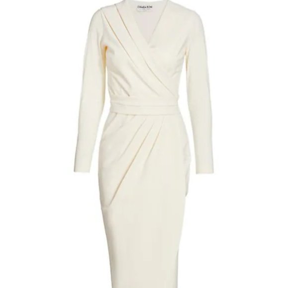 NWT$750 Chiara Boni La Petite Robe Jodene Pleated Wrap Midi Dress 46 10 - Picture 2 of 14